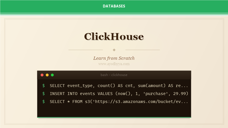 ClickHouse Tutorial: Learn Columnar Analytics Database from Scratch (2026)