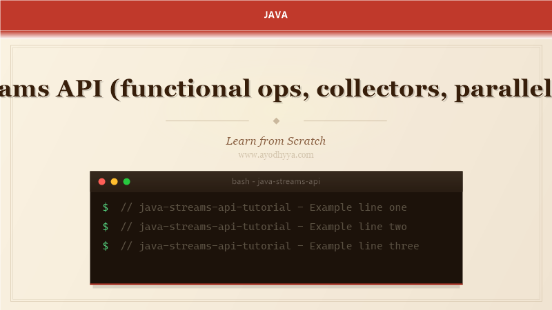Java Streams API (functional ops, collectors, parallel streams) Tutorial: Learn from Scratch (2026)