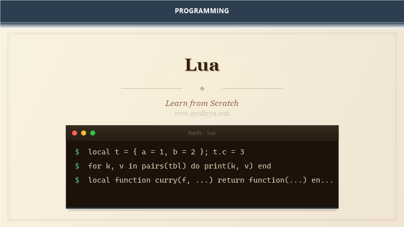 Lua Tutorial: Learn Embedded Language from Scratch (2026)
